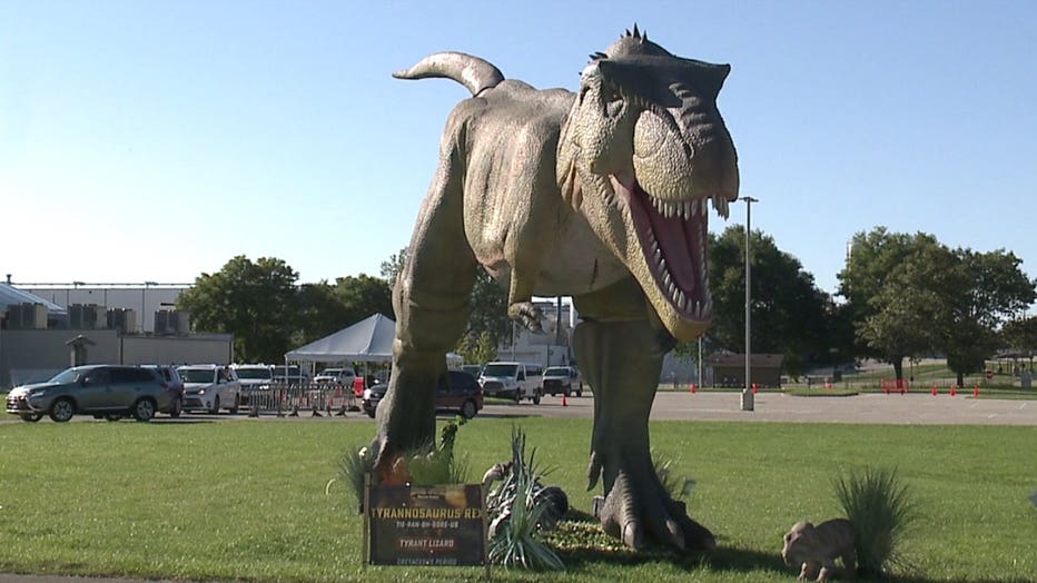 Dinosaur Adventure drive-thru attraction at the Waukesha County Expo Center