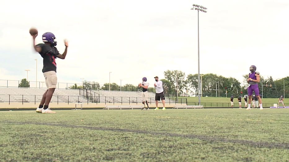 Football practice at Indian Trail High School and Academy in Kenosha