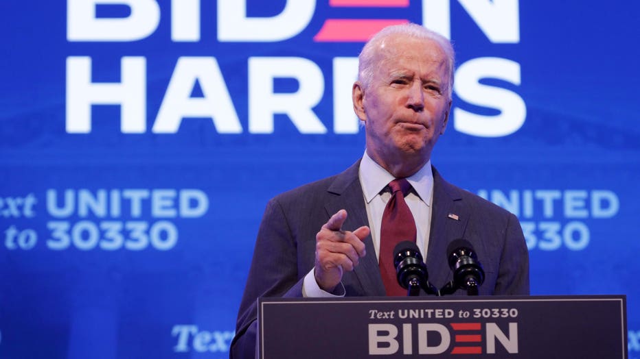 Democratic presidential nominee Joe Biden speaks during a campaign event on Sept. 27, 2020 in Wilmington, Delaware. (Photo by Alex Wong/Getty Images)