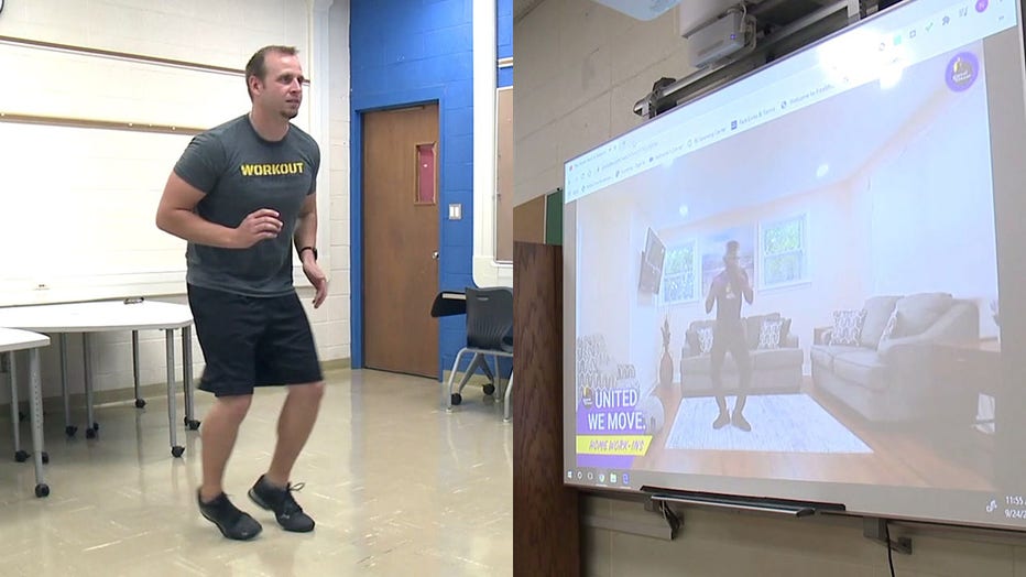 Nicholas Hunt teaches physical education virtually at Walden High School in Racine