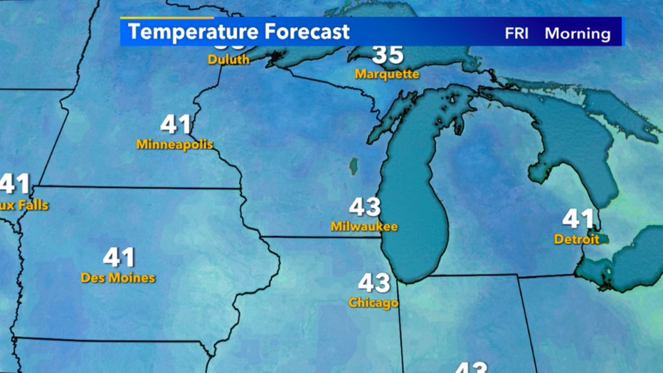 Low-temperature forecast for Friday morning, Oct. 2 with many areas getting into the 30s Saturday morning, Oct. 3