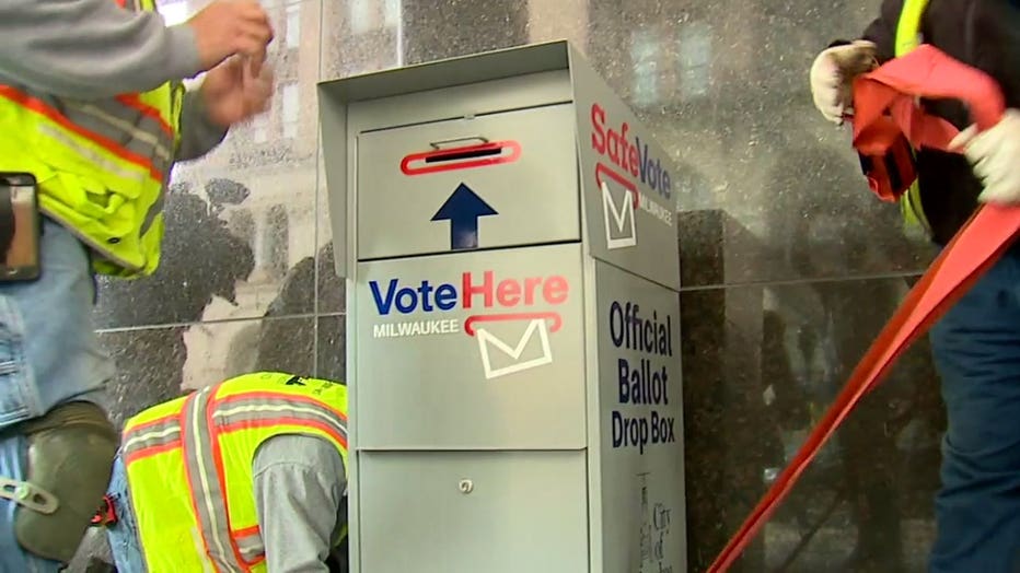 Absentee ballot drop box in Milwaukee