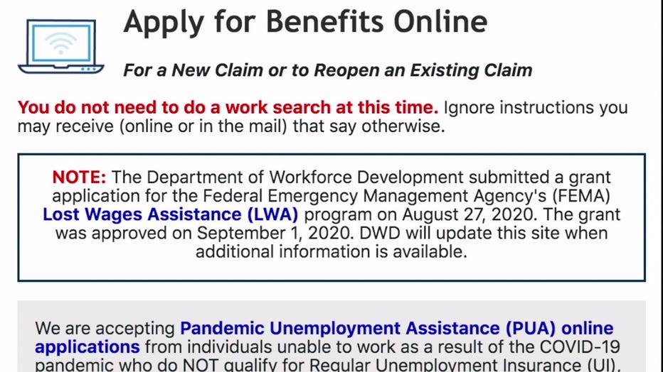 Wisconsin Department of Workforce Development (DWD) unemployment website