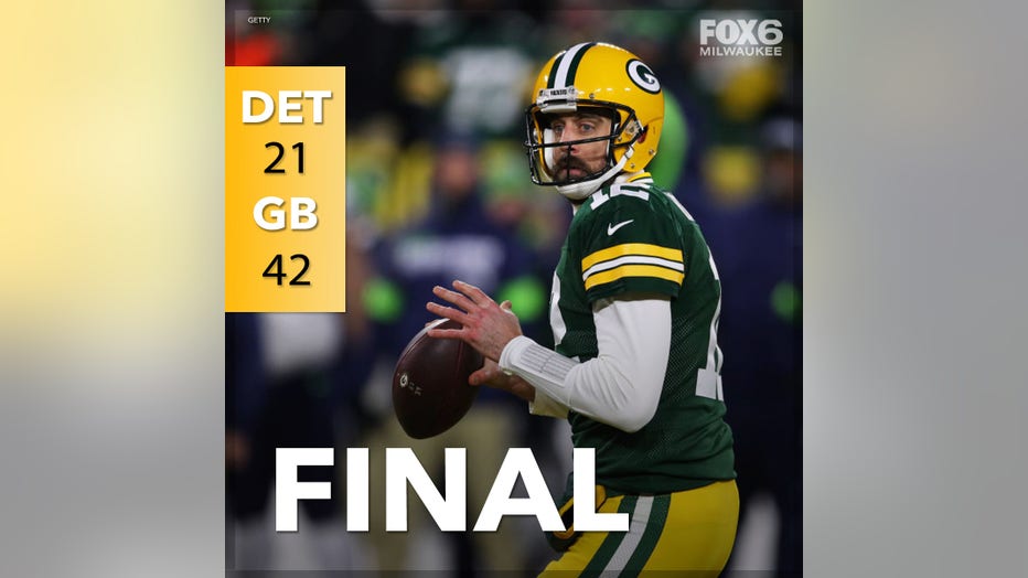 Green Bay Packers beat Detroit Lions at Lambeau Field