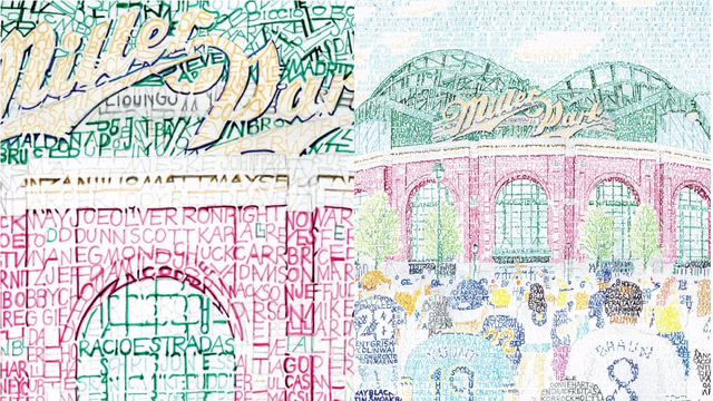 Artist creates Miller Park using names of every Brewers player in history