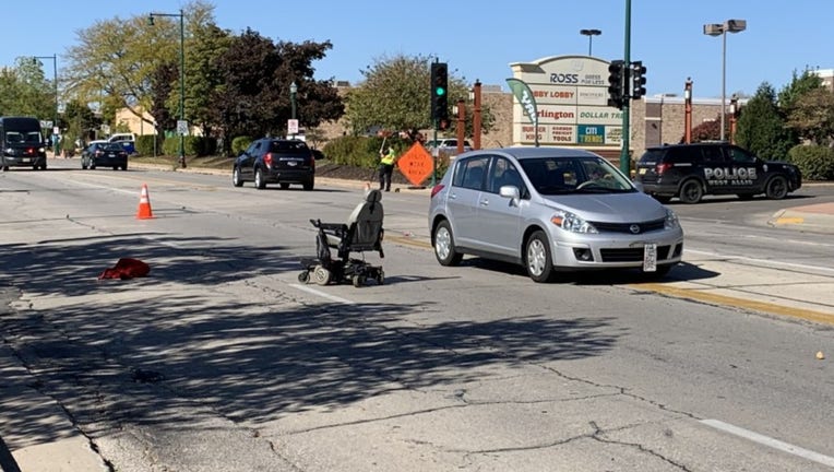 Car vs. motorized wheelchair crash in West Allis