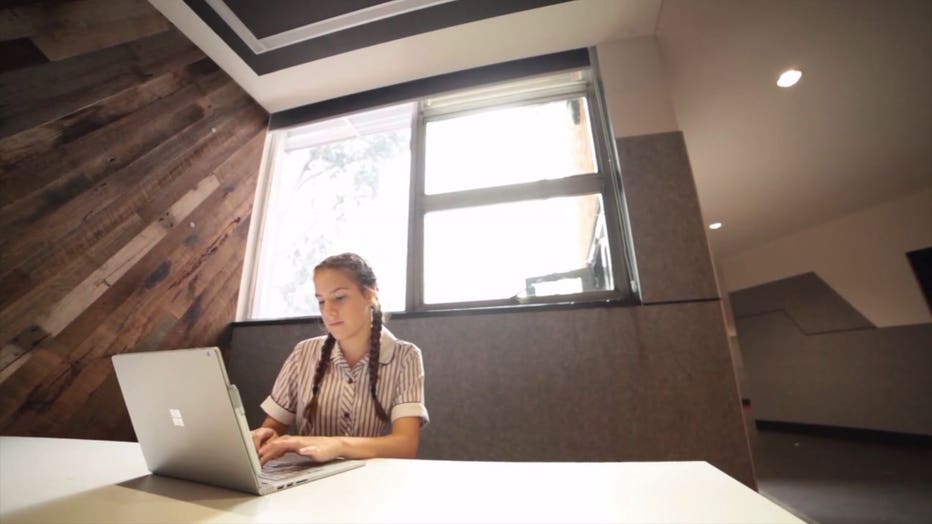 College student at computer