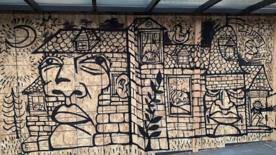 Plywood becomes artwork after days of protests in Wauwatosa