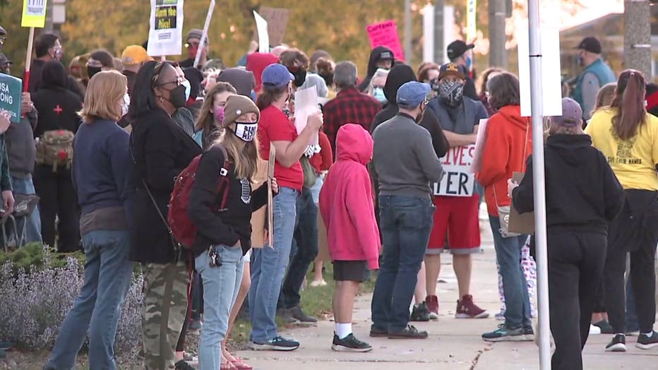 Protest outside of Wauwatosa City Hall on Oct. 10 following the decision not to criminally charge Officer Joseph Mensah