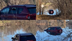 Driver treated after vehicle went into river in Mequon