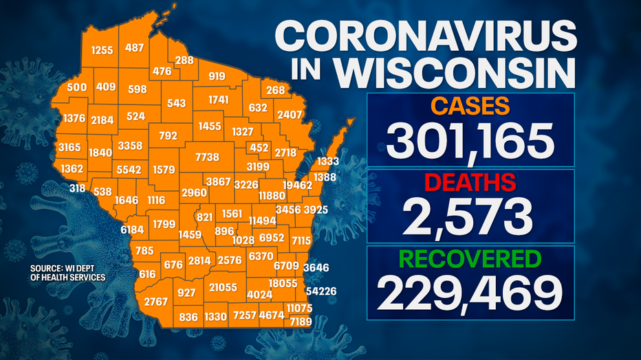 Coronavirus WI Map Cases 1113