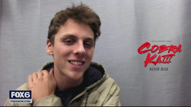 Gino talks with actors of action-packed series 'Cobra Kai'