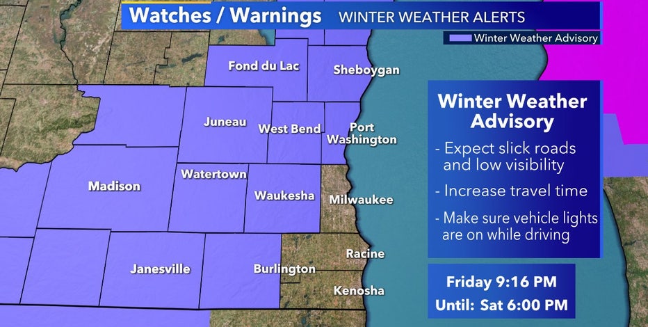 Winter weather advisory in effect from midnight to 6 p.m. Saturday