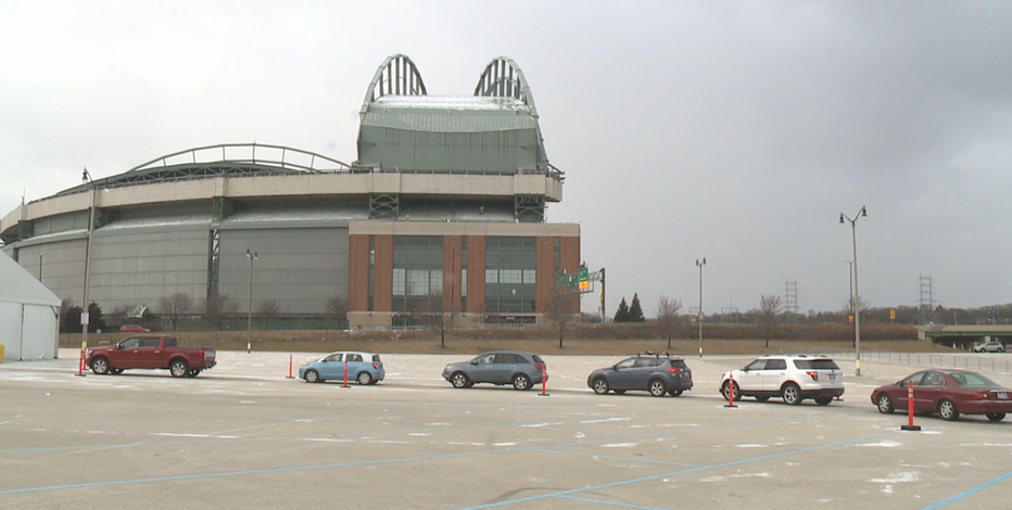 Longer lines than expected at Miller Park COVID test site on holiday