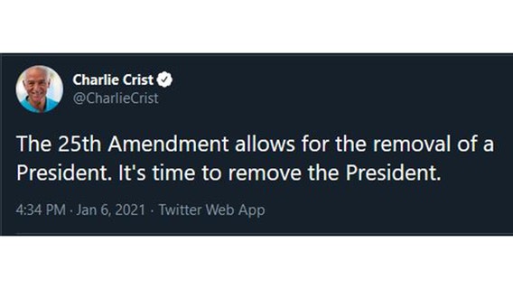 Rep. Crist calls for removal of president under 25th Amendment