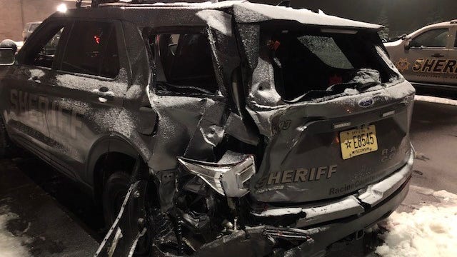 Racine Co. Sheriff squad car struck while responding to crash