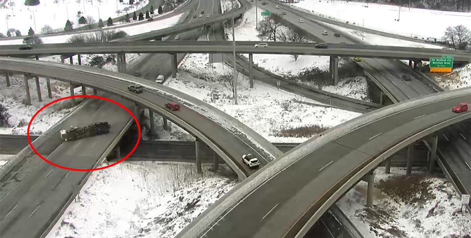 Caught on cam: Dump truck slams into overpass in Stadium Interchange