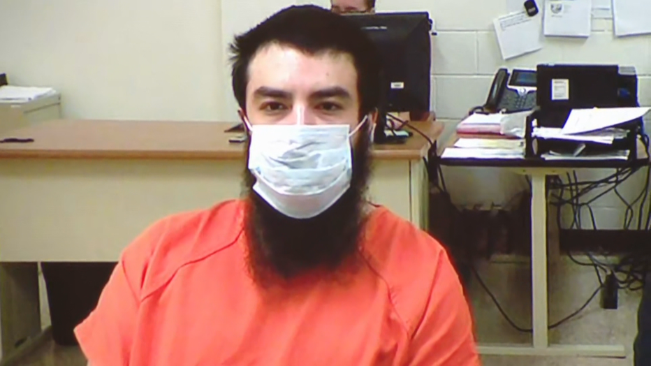 Daniel Navarro appears in Fond du Lac County court via video conference July 17, 2020. (WLUK image)