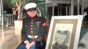 Military veteran flies across country to personally deliver portrait of fallen Marine he never met