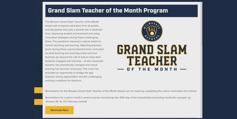 Know a ‘Grand Slam Teacher?’ Brewers want to hear about them