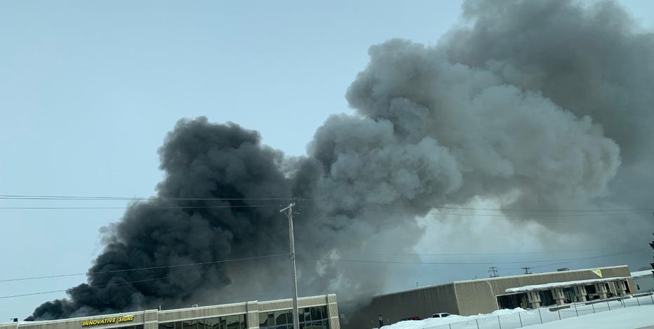Smoke billows from business fire near I-94 in Waukesha County
