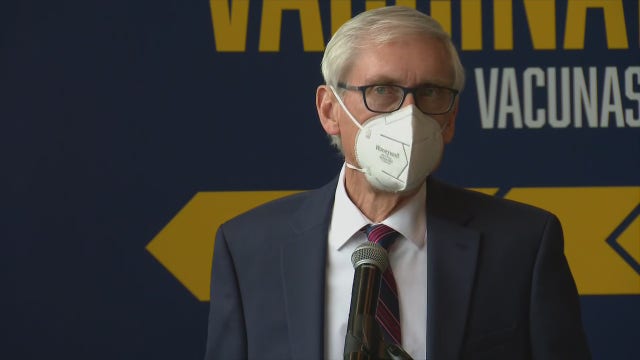 Gov. Evers tours COVID-19 vaccination site at Lambeau Field