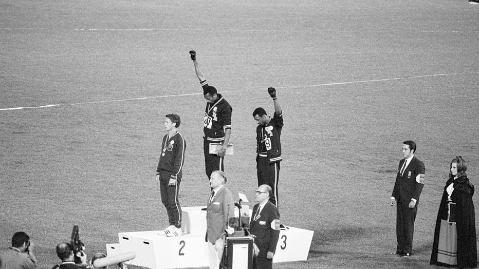 Olympic Medalists Giving Black Power Sign