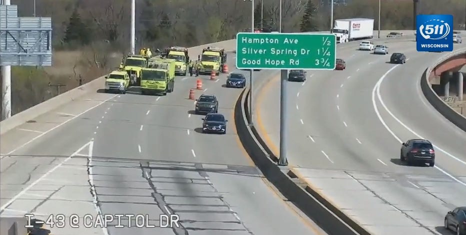 Road repairs on I-43 SB shuts down 2 lanes between Hampton, Capitol