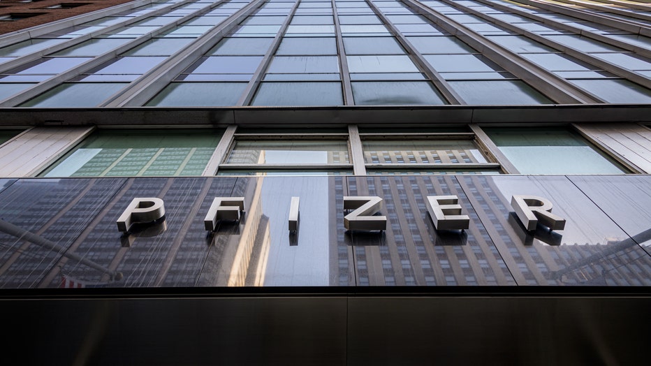 Main entrance to Pfizer Worldwide Headquarters in Manhattan