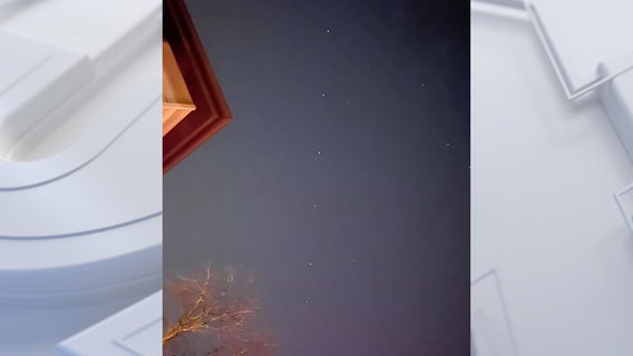 String of lights in sky likely Starlink satellites