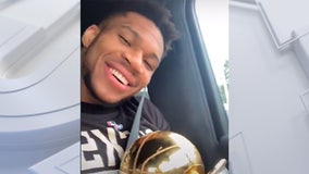 Giannis celebrates NBA title, visits Chick-fil-A for nuggets