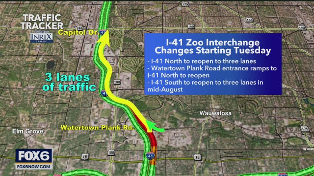 Closures begin at I-41 and Appleton, Zoo Interchange lanes reopening
