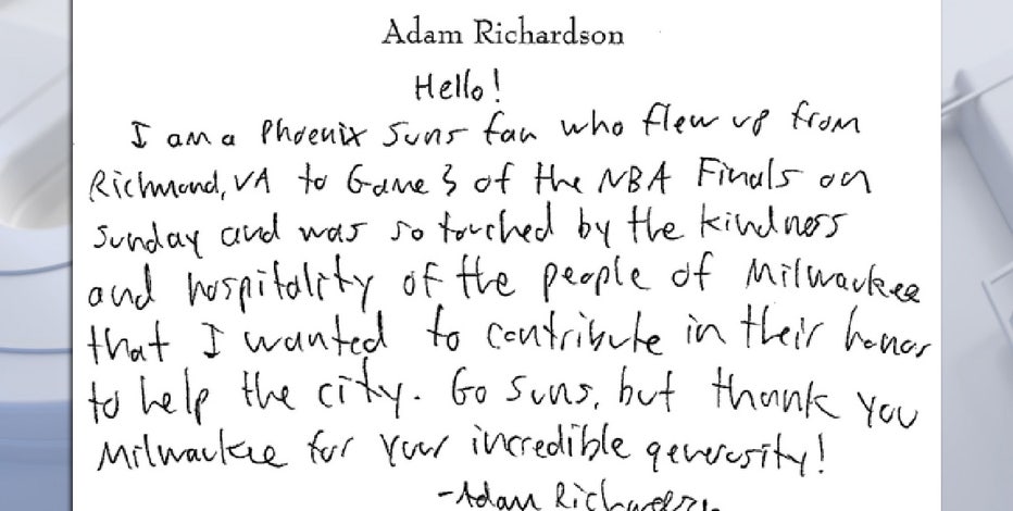 Suns fan donates to Wisconsin charity, notes Milwaukee generosity
