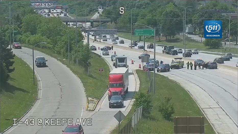 Law enforcement investigation on northbound I-43 at Keefe Avenue, Milwaukee