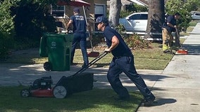 Orange County firefighters finish lawn work for elderly man who collapsed while mowing