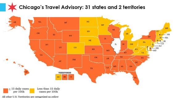 Indiana, Wisconsin among 12 states added to Chicago's COVID travel advisory