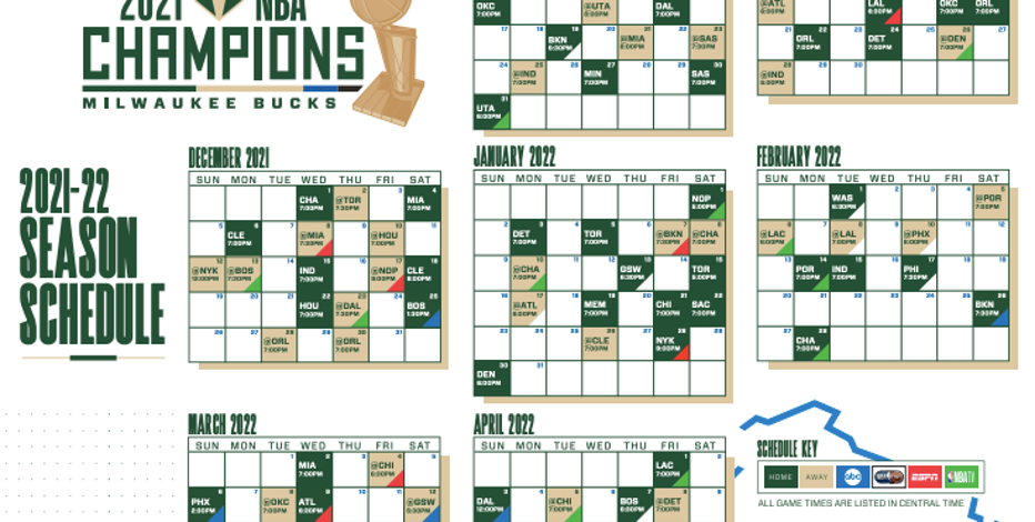 Bucks 2022 Schedule Milwaukee Bucks Release 2021-22 Season Schedule