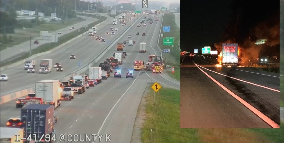 Semi fire in Racine County; caused by mechanical issue, driver uninjured