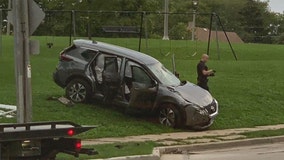 Shots fired near Milwaukee park; passing vehicle strikes pole, flips