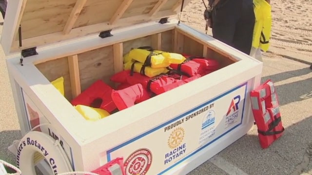 Life preservers at Racine beaches already put into action