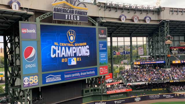 Brewers NL Central Division championship merch at Team Store