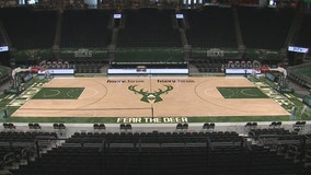 Bucks' Fiserv Forum court championship collectibles made