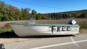 Boat left on Washington County roadway