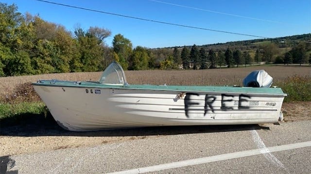 Boat left on Washington County roadway