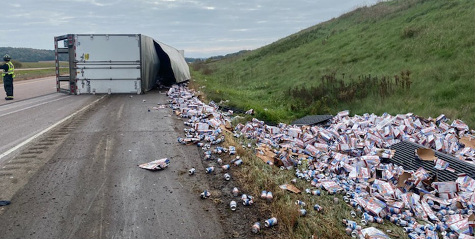 Truck hauling beer overturns, Wisconsin State Patrol investigates