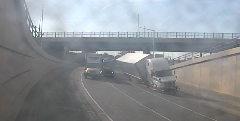 Semi rollover in Mitchell Interchange, ramp to WB I-894 closed
