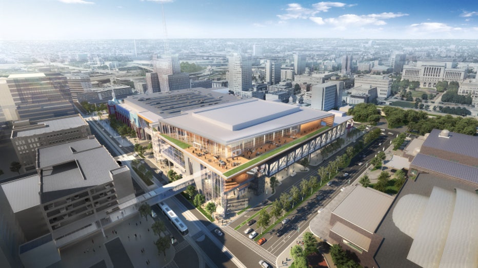 Wisconsin Center expansion rendering - Rooftop aerial