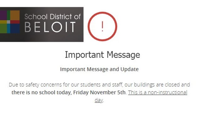 Beloit School District cancels classes Friday 'due to safety concerns'