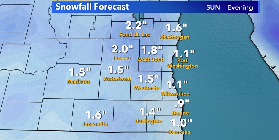Accumulating snowfall possible Sunday