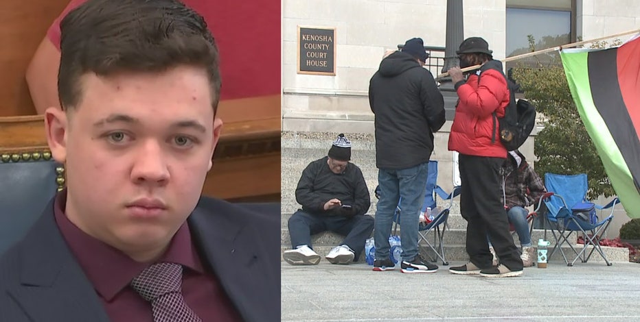 Kyle Rittenhouse trial: Demonstrators watch trial outside courthouse